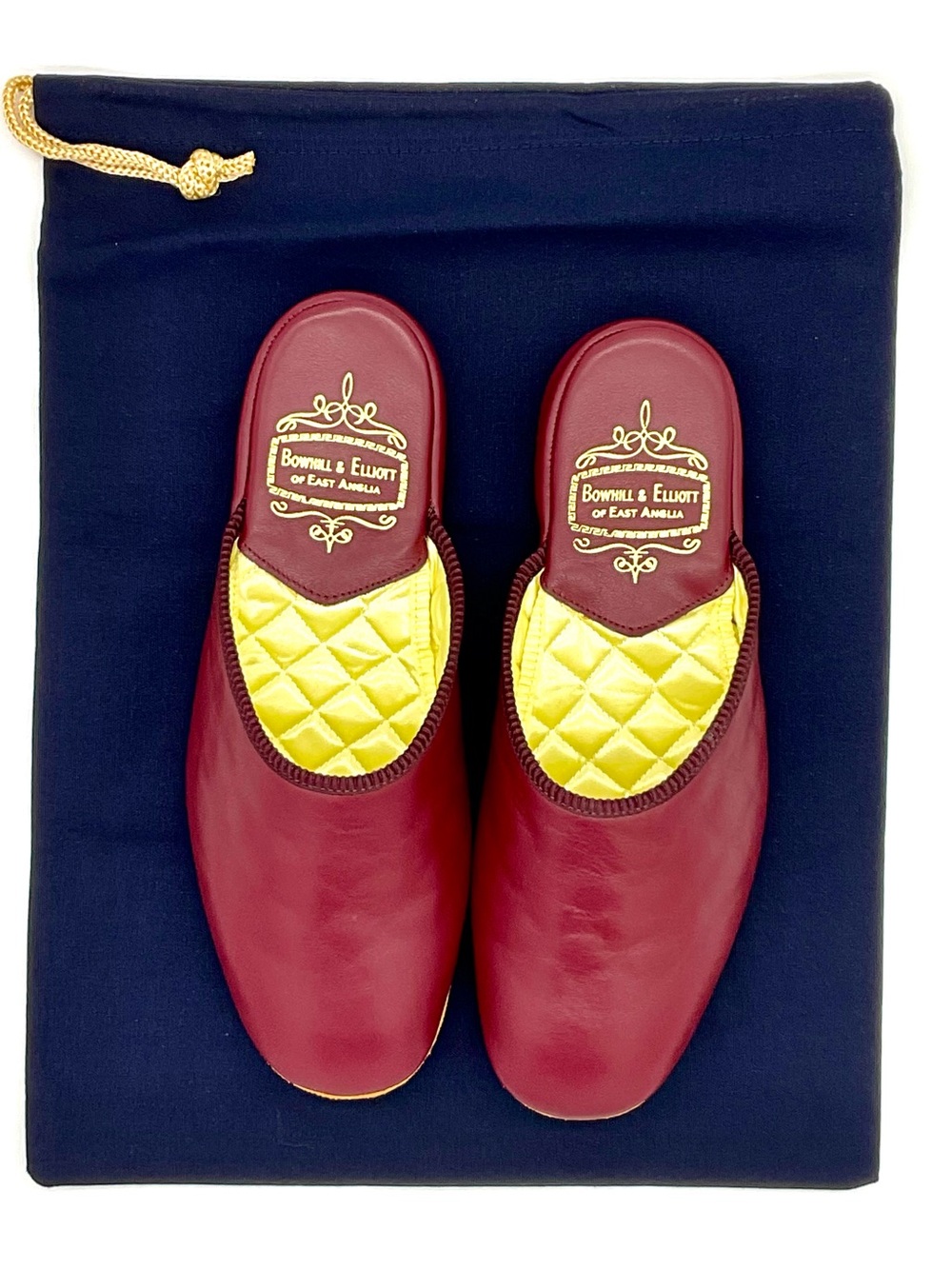 NIB Bowhill & Elliott Men’s Cherry Leather Mule Slippers